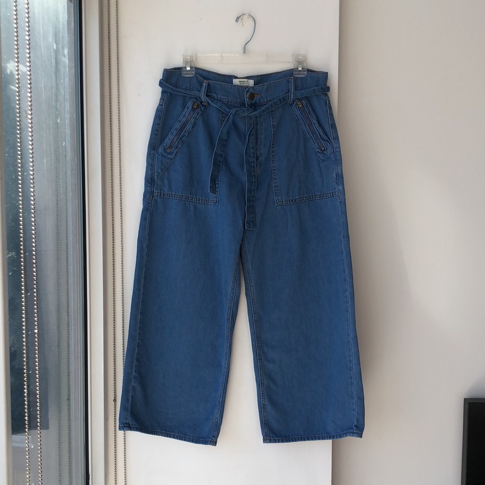 Forever 21 Wide Leg Zipper Pocket Chambray Pants!